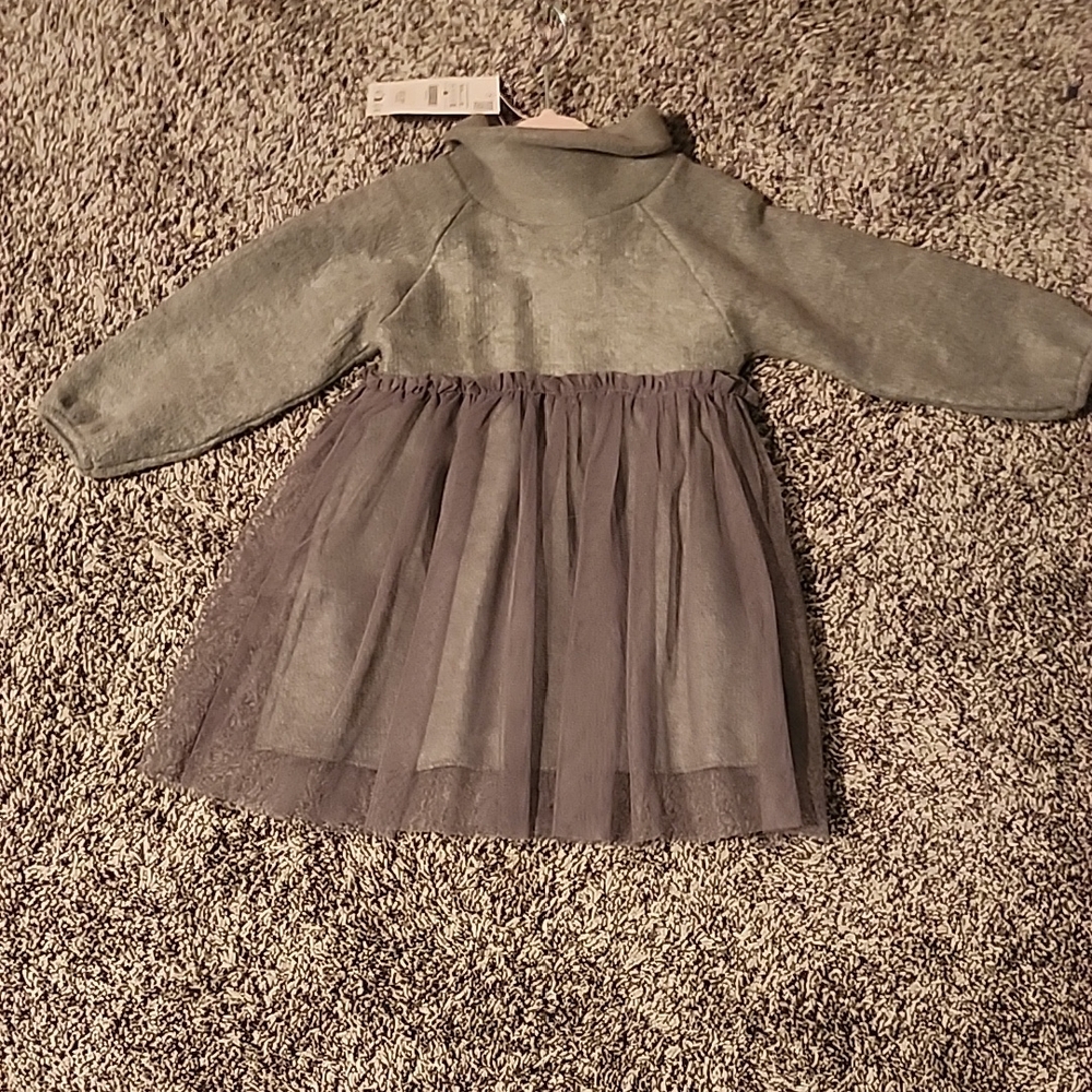 Zara Gray Kids Dress with Tulle Skirt